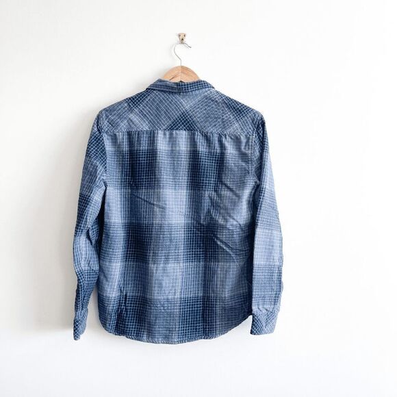Billabong Men's Slate Blue Coastline Plaid Flannel One Pocket Shirt Size S - Picture 2 of 8
